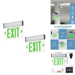 TANLUX Green Exit Signs LED Edge Lit UL 924 Hardwired Emergency Light 2 Pack